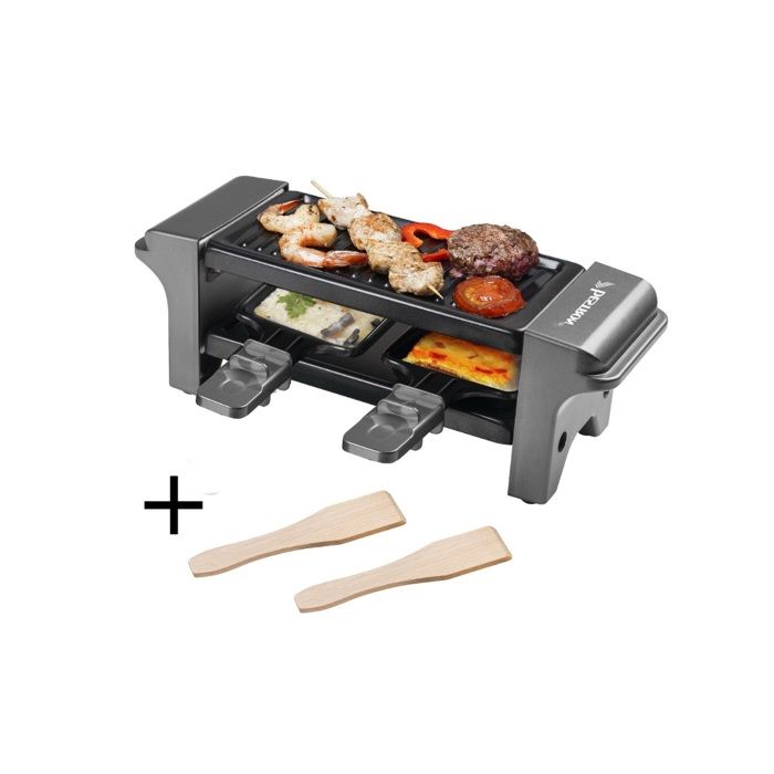Bestron Appareil a raclette Mini Grill pour 1 à 2 personnes avec 2 poêlons et 2 spatules avec revêtement antiadhésif 350 Watts couleur: - vue 2