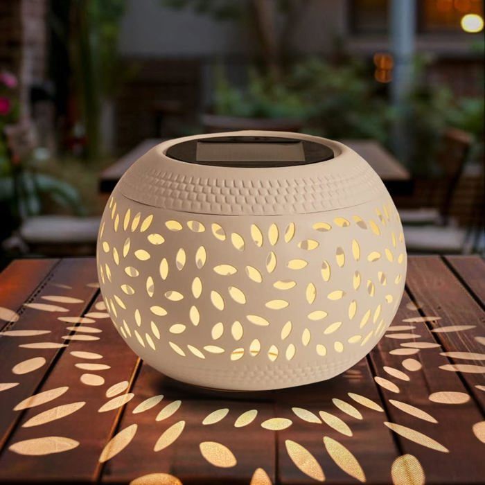 Lampe de table solaire dextérieur - Rétro - Étanche IP44 - Structure métallique - Capteur automatique 8h