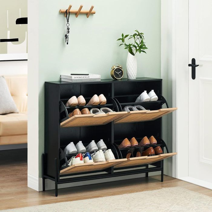 MEUBLE A CHAUSSURES - PROMIRACAL - PROMIRACAL - Rotin naturel tressé - Grande capacité (10 paires) - Pieds métal anti-basculement