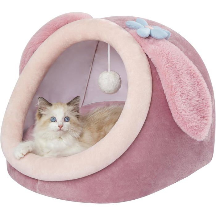 Mignon Grotte pour Chat Panier pour Chats Interieur Lit Chat M (38 cm x 37 cm x 32 cm) Cat Bed avec Coussin Lavable et Amovible