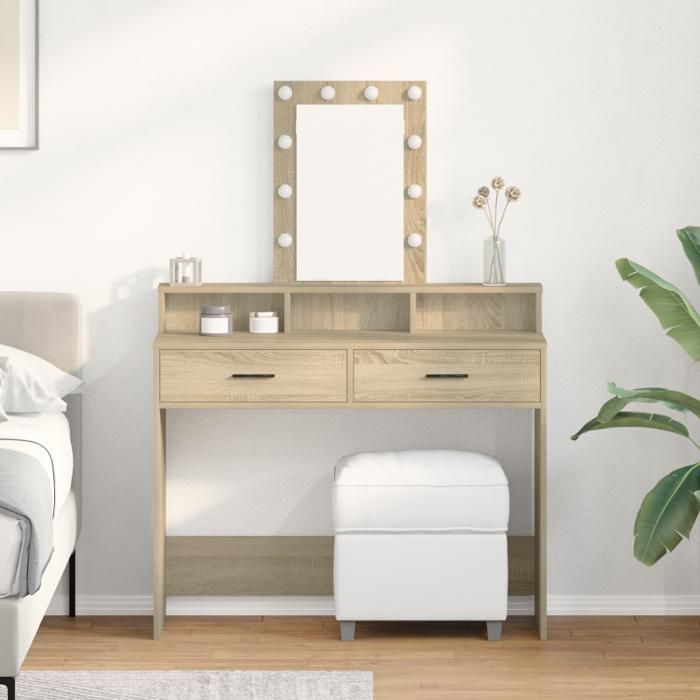 Coiffeuse avec lumières LED Chêne Sonoma 100x41x140 cm
