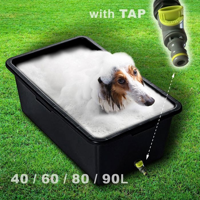 Comparer les prix de Baignoire avec valve de vidange - Bortaberg - pour chiens et chats - pataugeoire avec un robinet piscine en plastique 60L