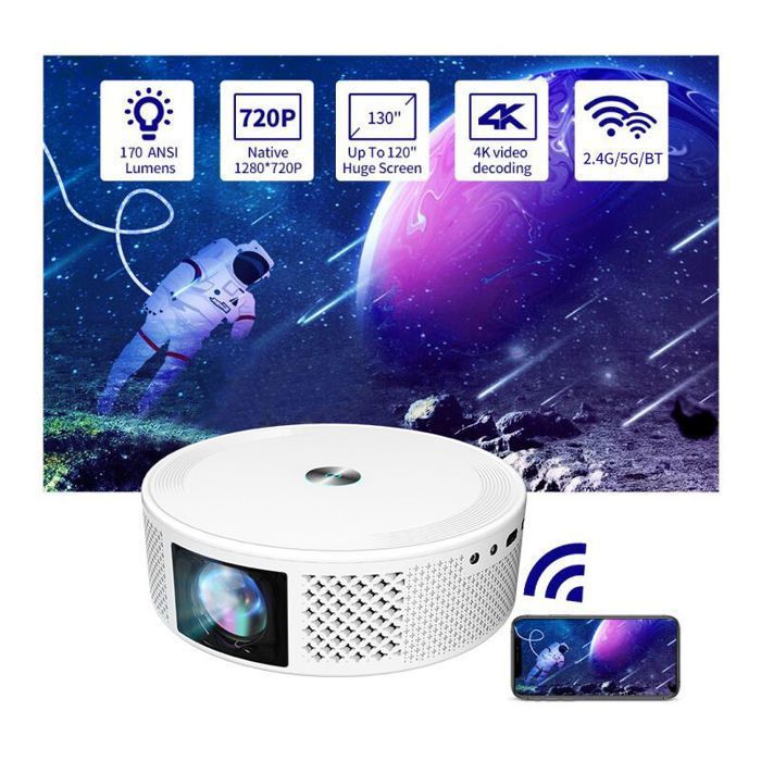Projecteur Android T269 - 720P HD 200 Lumens Wi-Fi/Bluetooth 2Go+32Go Compatible Netflix/YouTube
