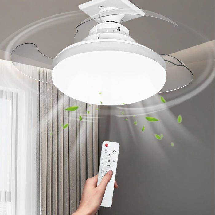 Ventilateur de plafond avec éclairage 15 pouces intensité variable 3 températures déclairage télécommande et application - Cofoemee