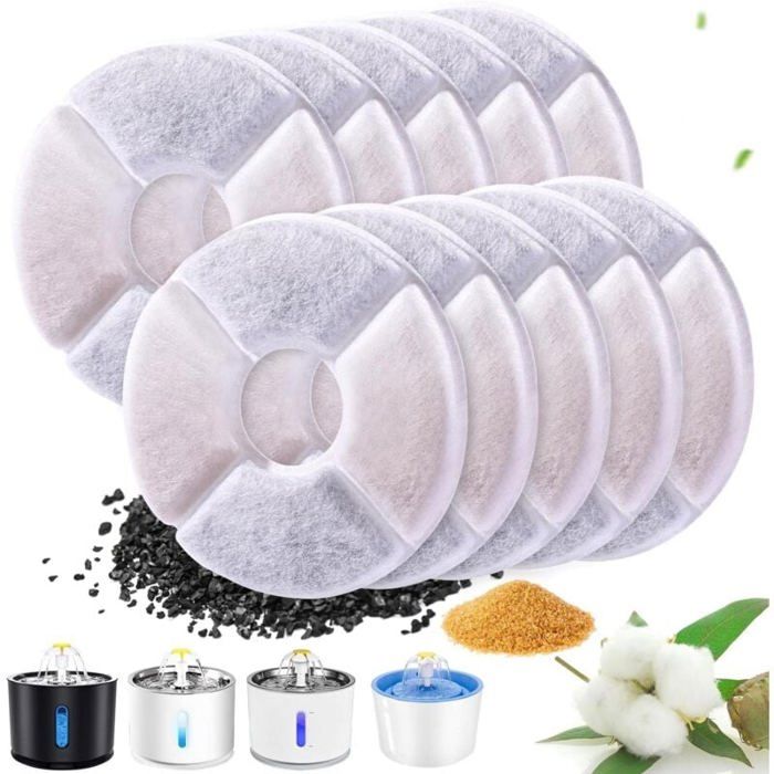 Meilleurs prix pour Filtre de fontaine deau pour chat 10 pièces filtre rond de remplacement pour chien/chat filtre de fontaine deau pour animaux