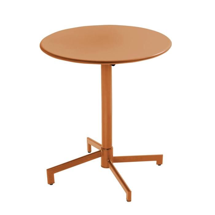 Table de jardin ronde bistrot avec plateau rabattable 70 cm caramel Palavas Oviala