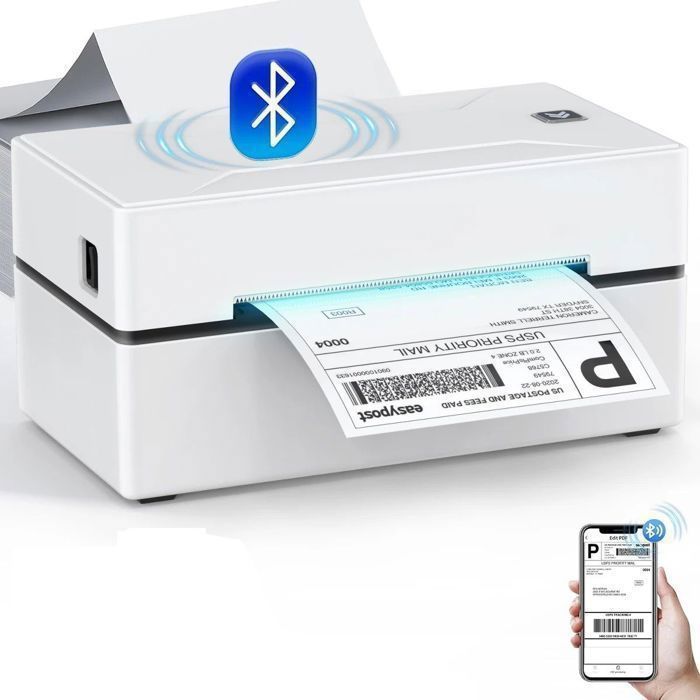 Imprimante D'étiquettes Thermique Bluetooth - Haute Vitesse 80mm/s - Pour Reçus, Colis, Tickets (EU Plug) - 12