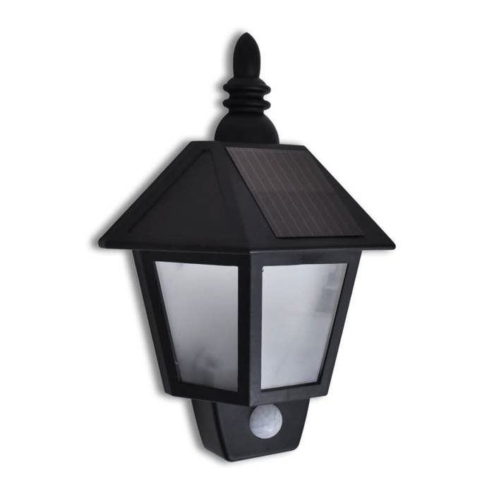 Applique murale solaire - vidaXL - Capteur de mouvement - 20x95x275 cm - Noir - 3 LED intégrées
