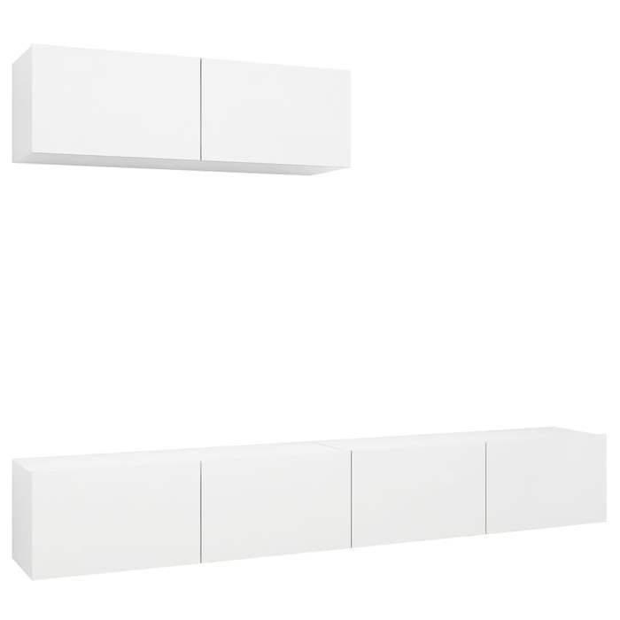 Meuble TV suspendu - vidaxl - Blanc - Bois dingénierie - 100x30x30 cm - 3 pièces - Capacité de rangement généreuse