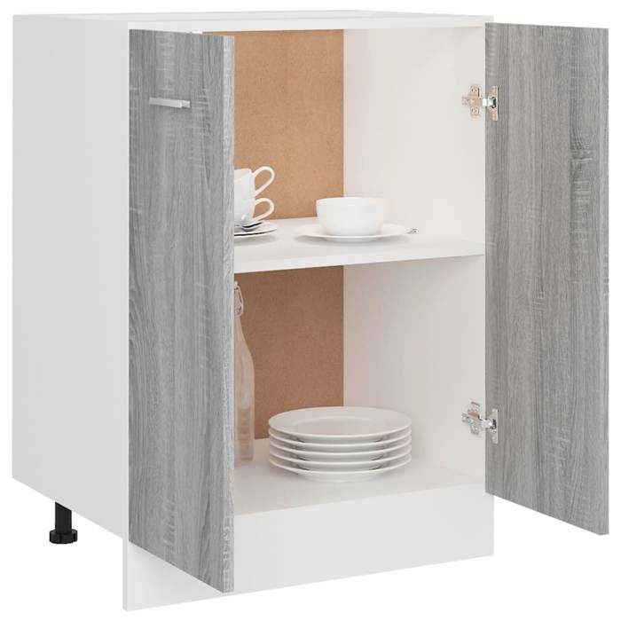 Meuble bas de cuisine - WIENS - Gris Sonoma - 60x46x815 cm - Bois dingénierie - Deux portes