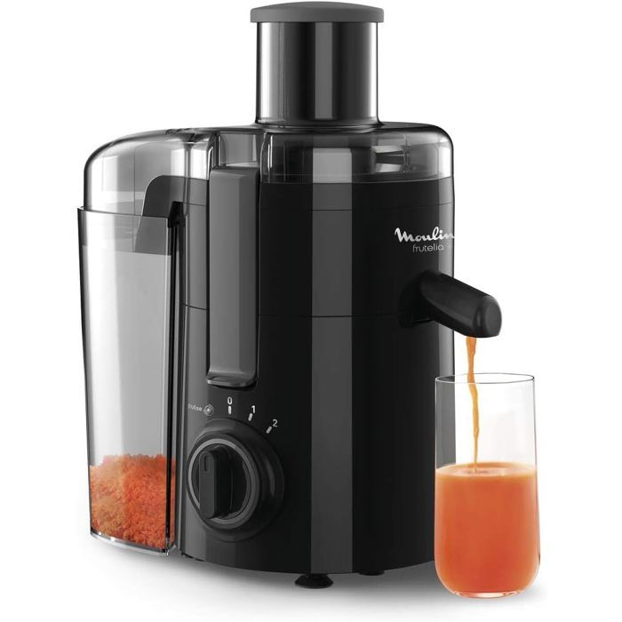 Centrifugeuse Compacte pour Jus Maison de Fruits et Légumes - 950 ml 350 W 2 Vitesses Filtre Inox et Goulot 6 cm - Noir - S