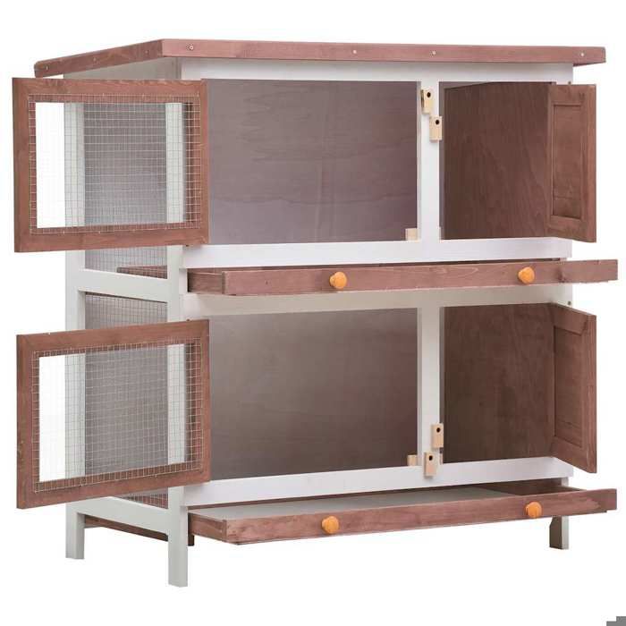 Clapier dextérieur - KAI - 4 portes - Bois de sap - MODERNE Clapier dextérieur 4 portes Marron Bois 62027