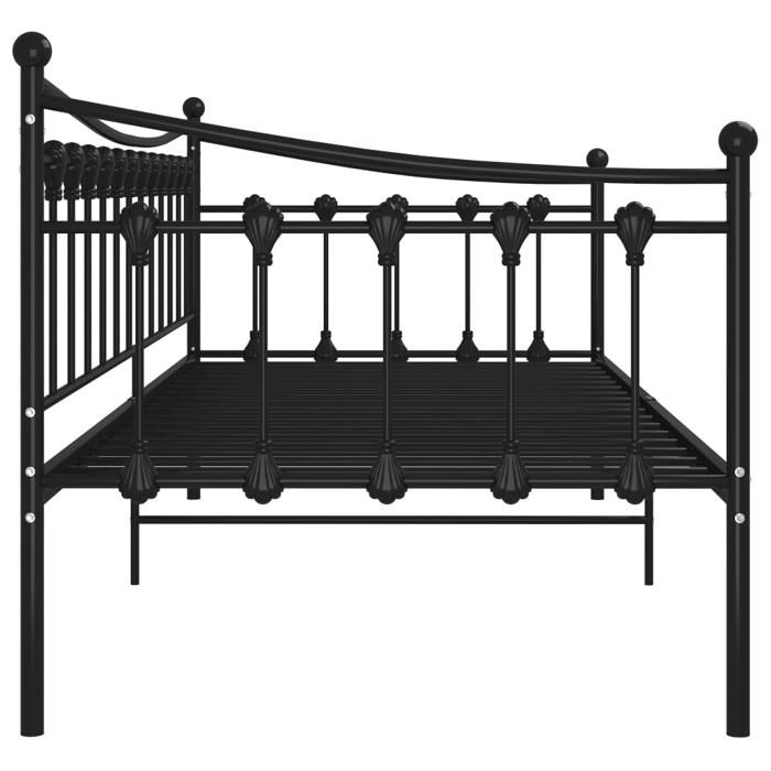 Remise 2026®Cadre de canapé-lit simple - banquette lit Adulte - sans matelas - noir - métal 90x200cm 256 2591974