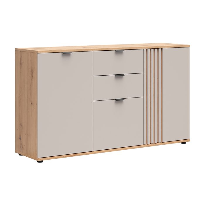 Buffet 3 portes 2 tiroirs Petits-meubles - Ezra - 1505 x 40 x 87cm - Cachemire et Bois