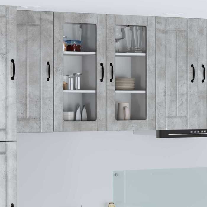 Armoire de cuisine - (2 pcs) - Meuble rangement - Gris béton 40x31x80 cm A3578