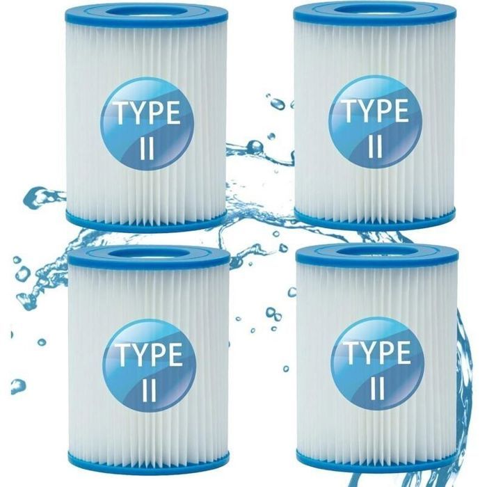 Filtre piscine type II - PZCC - Lot de 4 - 136 mm hauteur - 106 mm diamètre extérieur - 52 mm diamètre intérieur