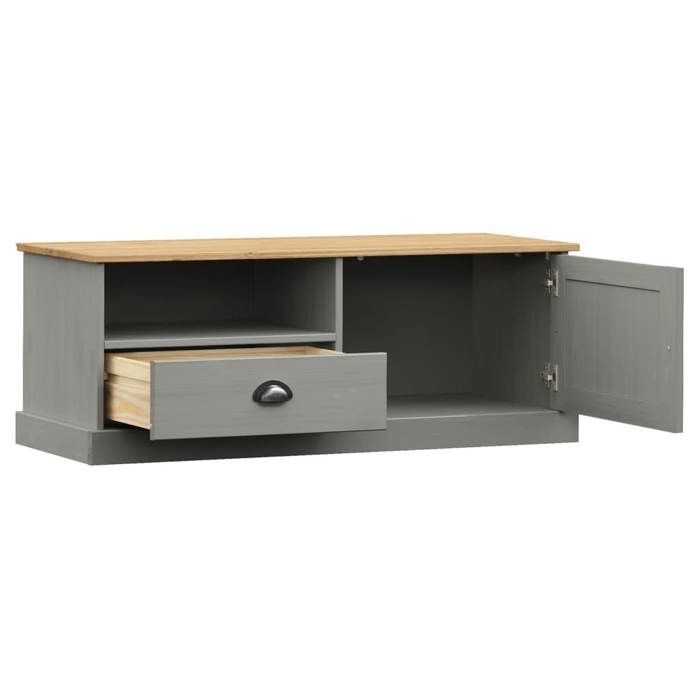 Cabinet TV - Gris - Meuble TV pour Télévision - 1 PC - VIGO gris 106x40x40 cm bois massif de pin T399