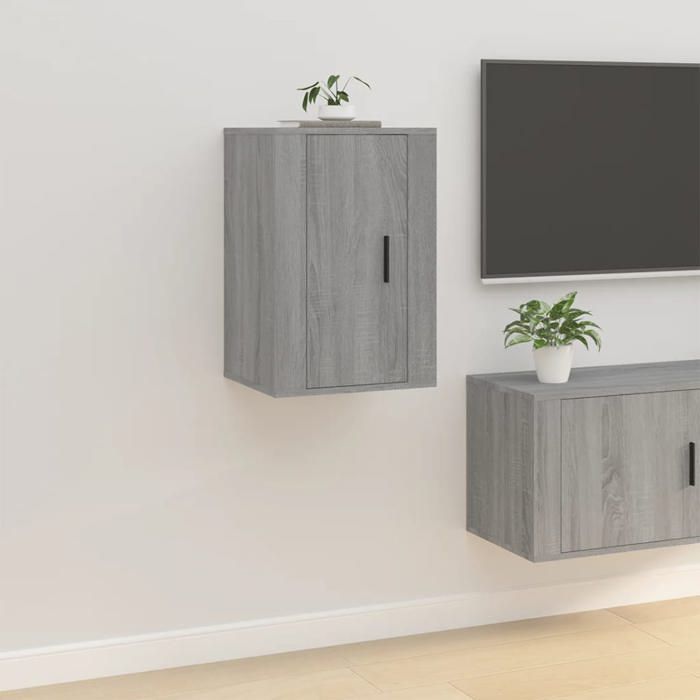 Armoires de Télévision - Gris - Meubles Télé - Desgin mural - 2 pcs - POUR SALON - Sonoma gris 40x34 5x60 cm T3369