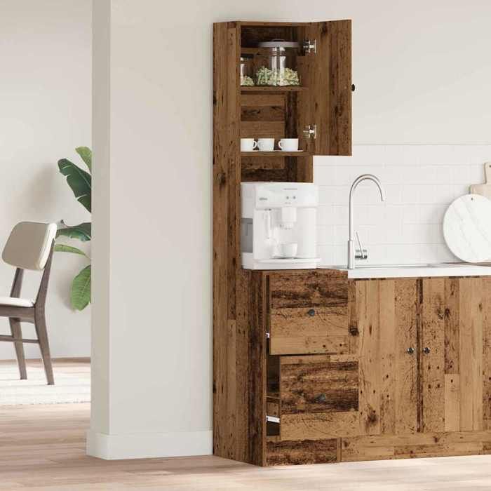 Décoratif - 1xBuffet de cuisineVintageMeuble bas de cuisine avec tiroir Bois ancien 32x50x180cm con7781499