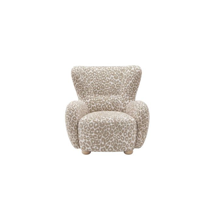 LILI - Fauteuil tissu imprimé animalier - Beige LILI - Fauteuil tissu imprimé animalier - Beige