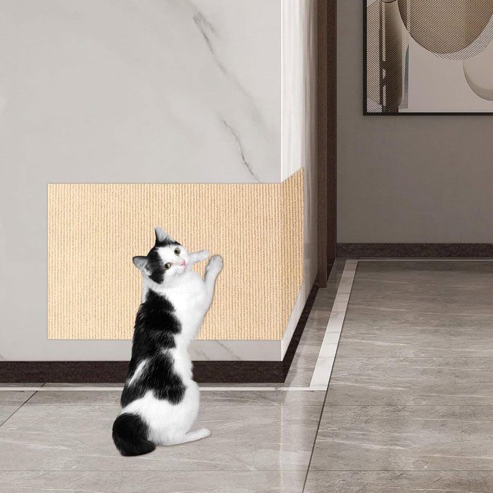 Autocollant de protection pour griffoir à chat protection de canapé et meubles tapis de grattage découpable adhésif kaki 60x30x4mm