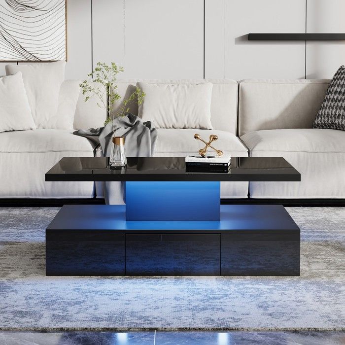 Table basse - MINIMAL - MINIMAL HOME - LED 16 couleurs - Tiroir - Noir brillant Table basse - MINIMAL - MINIMAL HOME - LED 16 couleurs - Tiroir - Noir brillant