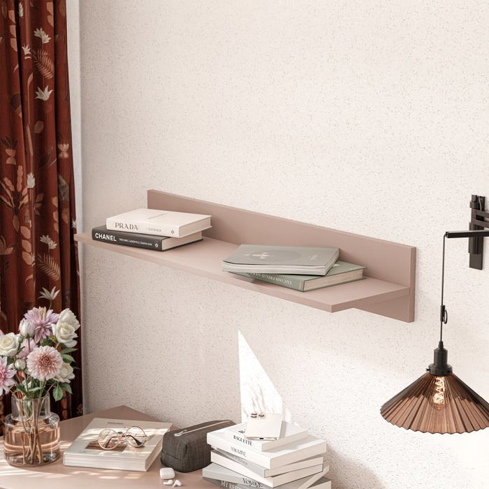 Étagère Murale 90 cm VALERIO - fixations invisibles - Flottantes Tablettes - 90x24x16 cm - Rose