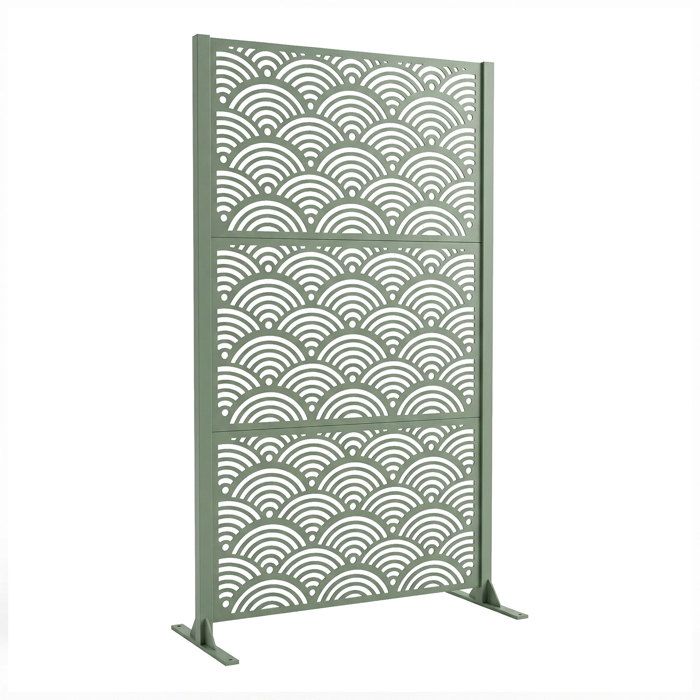 Nami - Panneau Brise-vue 100 x 180 x 30 cm pour Extérieur en Métal et Résine Vert Sauge