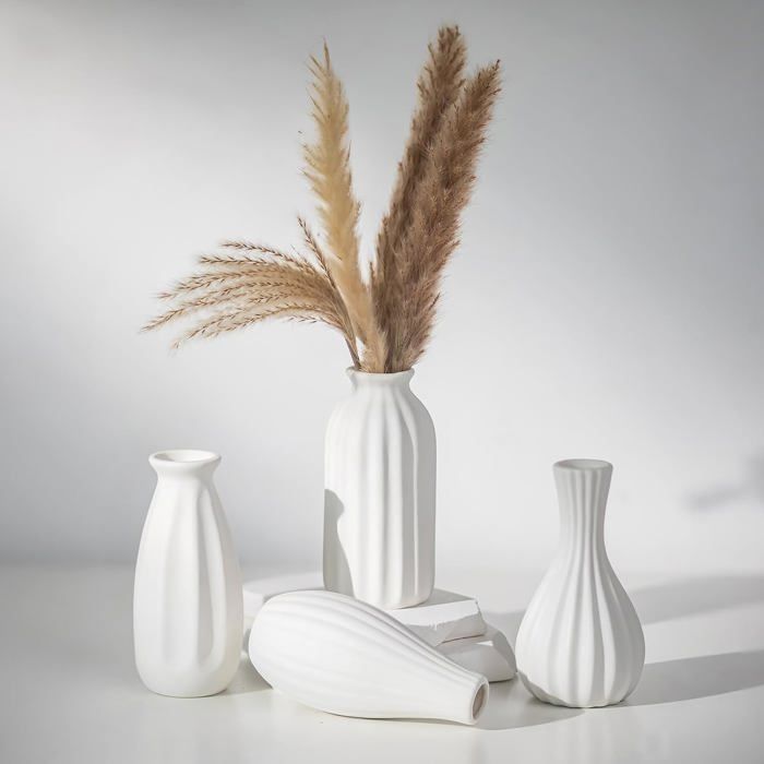 Petit Vase Blanc Ceramique Lot De 4