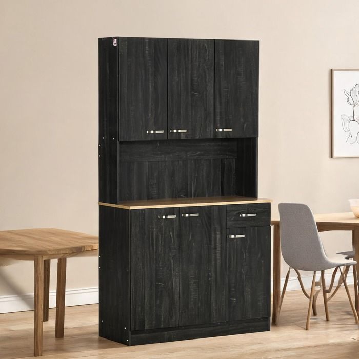 Buffet de cuisine contemporain noir 101 cm 6 portes 1 tiroir panneaux de - Noir Panneaux de particules 101 x 39 x 180 cm