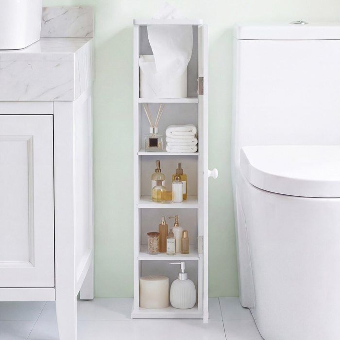 Lot de 2 meubles de salle de bain étroits 16 x 17 x 69 cm rangement vertical avec étagères amovibles