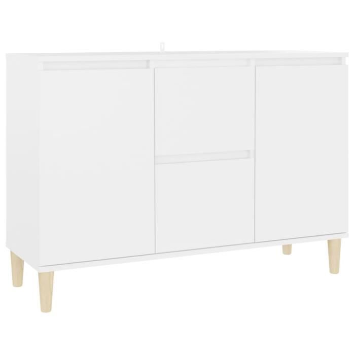 Buffet - ASHATA - Buffet bas blanc - 2 portes - 2 tiroirs - Aggloméré eucalyptus 103 5x35x70 cm
