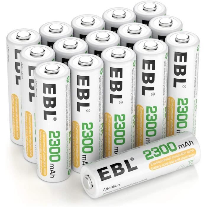 EBL 16pcs Piles Rechargeables AA NI-MH 2300mAh, Piles R6 Rechargeables  Longue Durée avec Boîte de Stockage (Lot de 412 - Cdiscount Jeux - Jouets