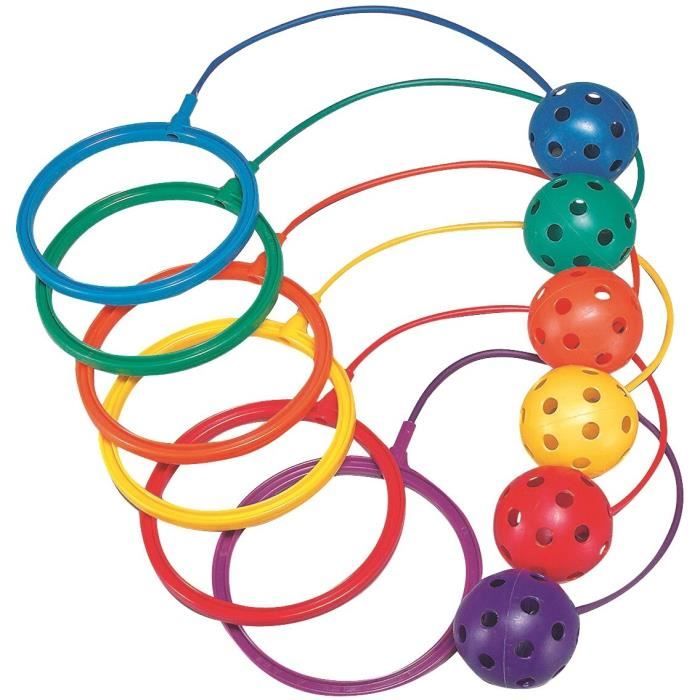 Jeu de coordination - Spordas Skip-N-Hop - Lot de 6 balles au pied - Multicolore - 16 cm