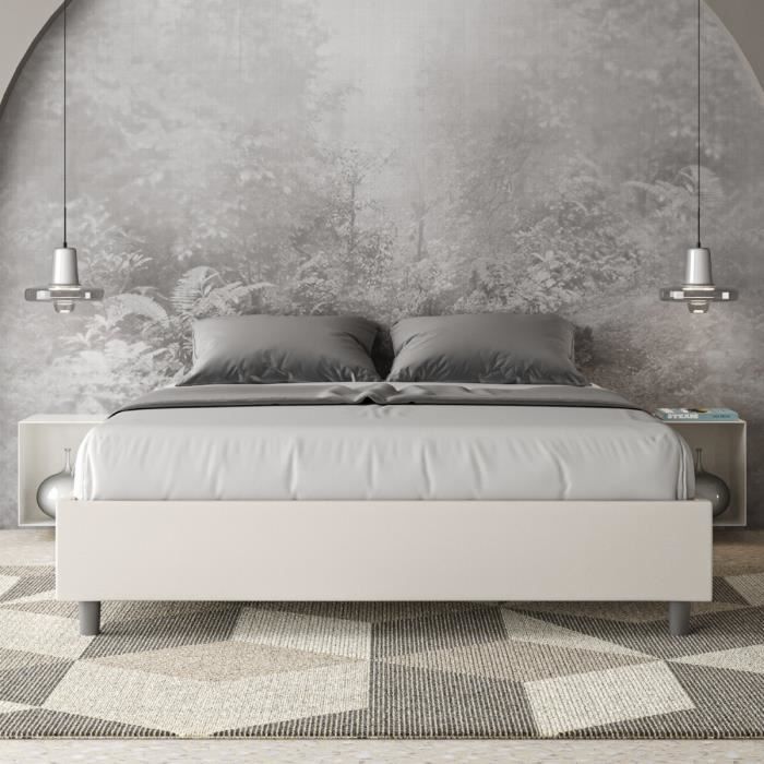Lit Azelia Sommier L.160 P.210 sans sommier blanc - Azelia - Double bed top model - Blanc Lit Azelia Sommier L.160 P.210 sans sommier blanc - Azelia - Double bed top model - Blanc