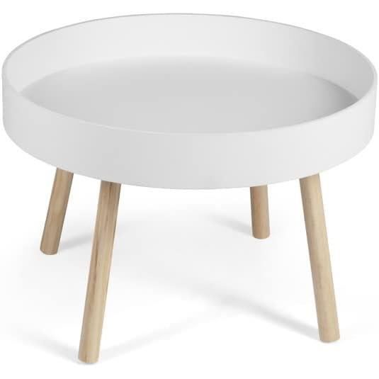 table basse salon blanche, table basse ronde avec rangement, table de chevet, forme ronde avec quatre pieds, bois en caoutchouc, 60
