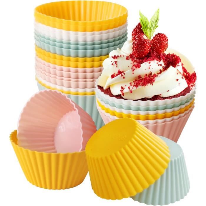 Moule Muffins Silicone - Lot de 24 Moules à Cupcakes Moule Cupcake Silicone  - Moules à Muffin Moules de Cuisson en Silicone Réutilisables pour Cupcake  Gâteau Décoration (Set A) : : Cuisine et Maison