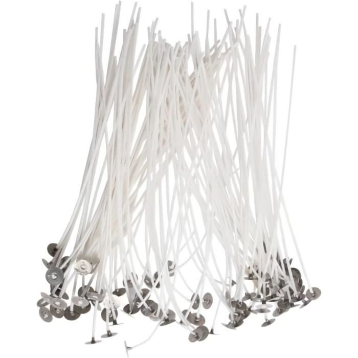 50 Pièces Mèche Bougie, 150 X 15 Mm Ajustable Meche Bougie Bois Tige