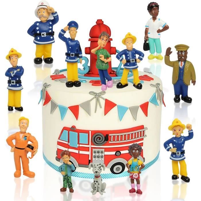 Mini Figurines De Pompier,12Pcs Pompier Gâteau Topper Sam Le Pompier