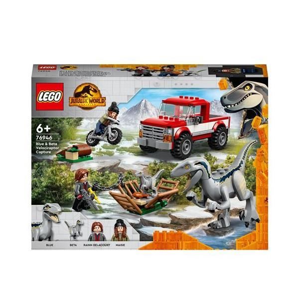 LEGO 76946 Jurassic World La Capture des Vélociraptors Beta et Blue: Jouet  de Dinosaure avec Jeu