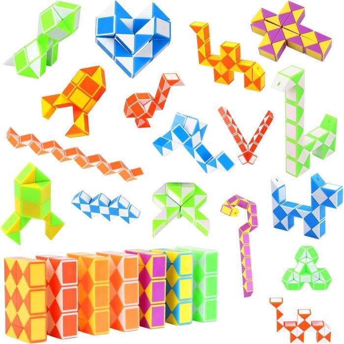 Puzzle Serpent Magique 24 Blocs - Cube Serpent à Transformer, Jeu éducatif, Couleur Arc-en-ciel, Pour Enfants