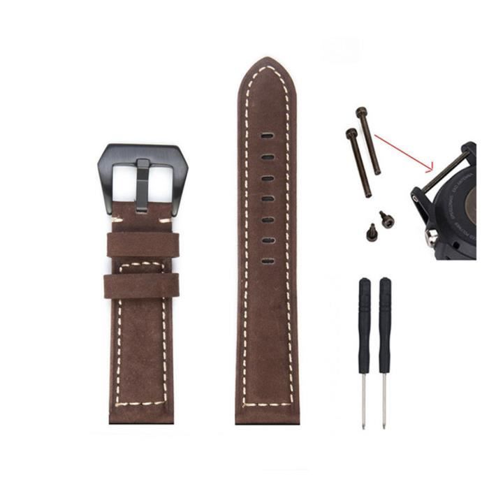 Bracelet Montre Cuir PU Noir Qualité 24 Mm