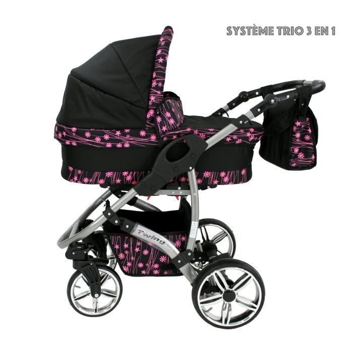 poussette trio rose leopard