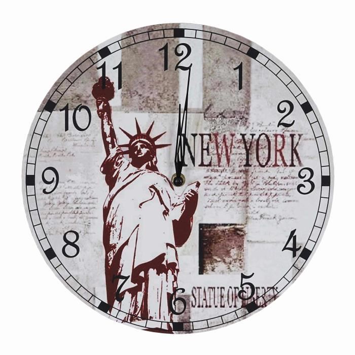 Horloge Murale New York - Personnalisable Avec Prénom - Pendule Traditionnelle
