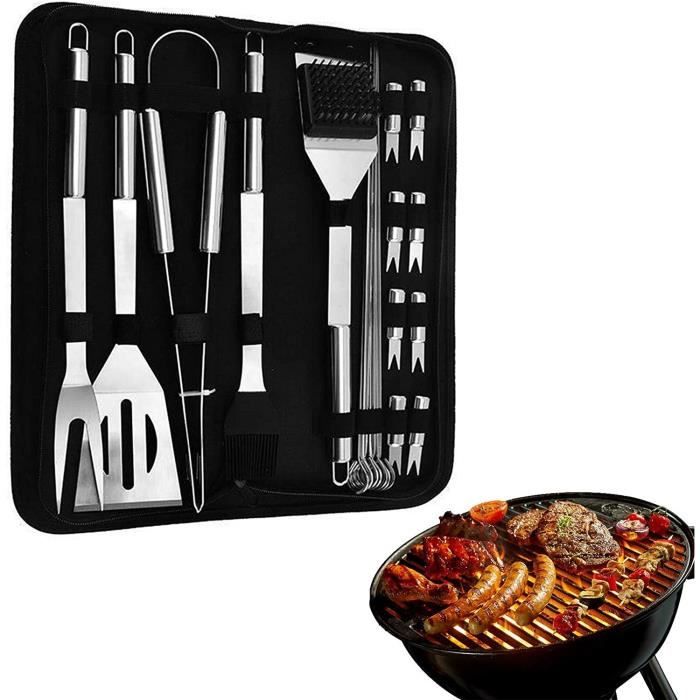Ensemble D'outils De Barbecue Personnalisés - Spatule, Fourchette, Pince En Acier Inoxydable Avec Manche Bois