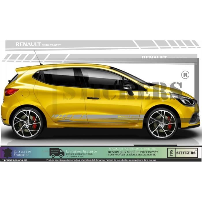 Renault sport racing RS bandes - GRIS ALU - Kit Complet - Tuning Sticker Autocollant Graphic Decals