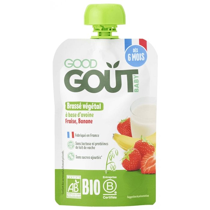 Good Goût Gourde Brassé Végétal Avoine Fraise Banane +6m Bio 90g