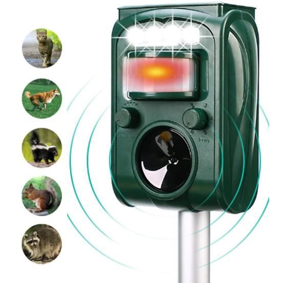 Répulsif Solaire étanche IPX5 Repulsif Chat Exterieur, Répulsif Chat Ultrason 5 Modes Réglable Ultrason Portée 15 Mètres