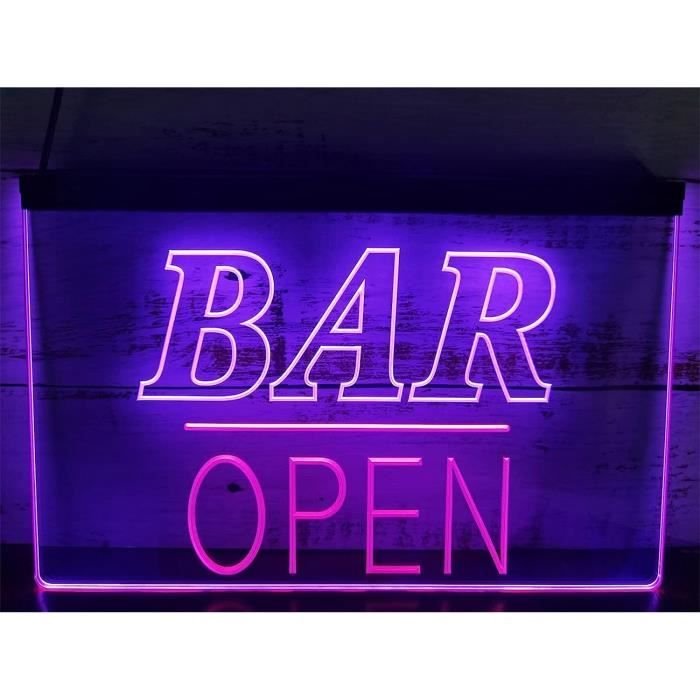 Neon Lights Signs Bar Open Led Neon Sign, Plug Powered Dual Color Neon