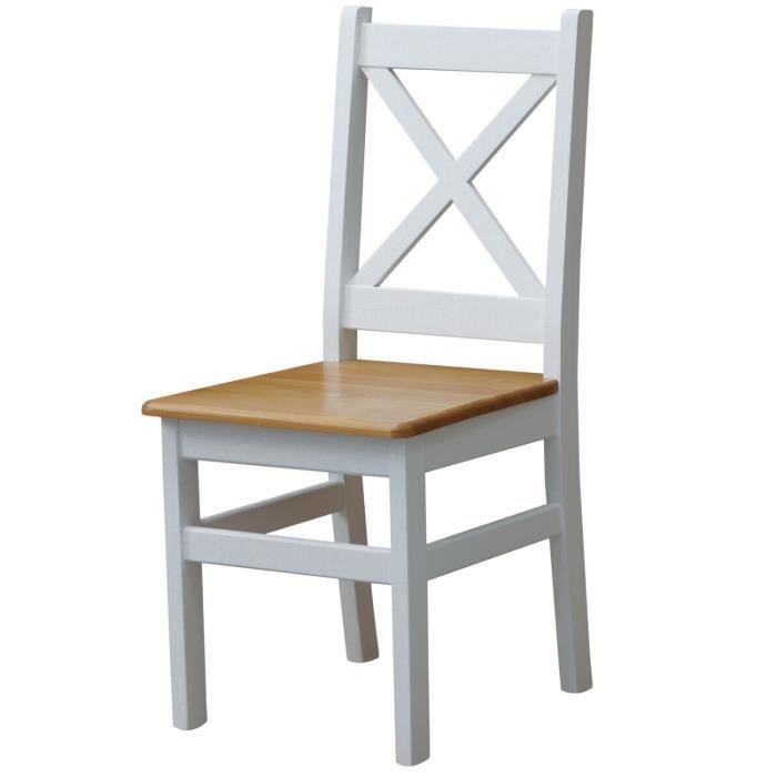 chaise - bois solide - blanc - aulne croix